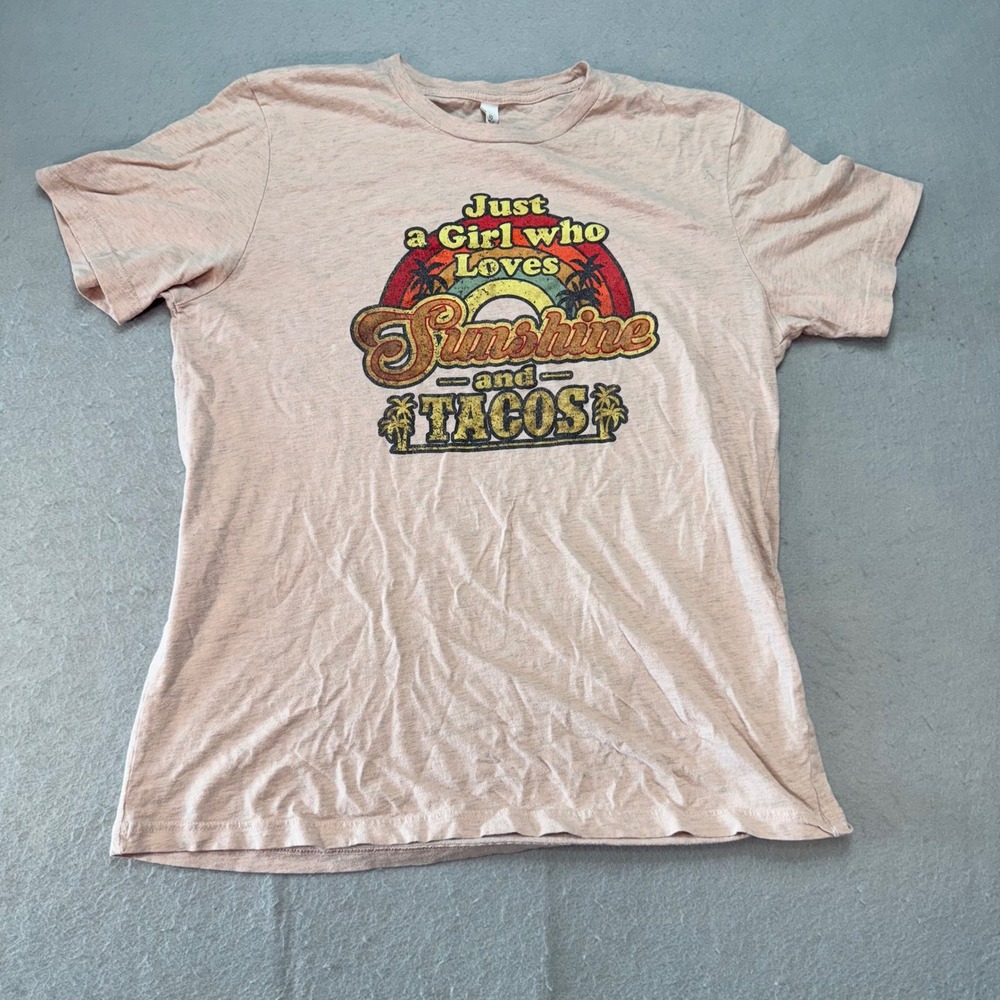 Bella + Canvas Women's Size L "Just A Girl Sunshine and Tacos" Graphic T-Shirt